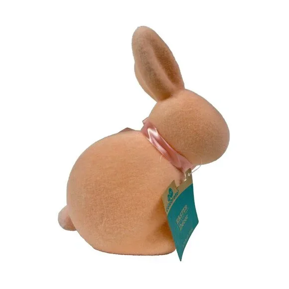 Way To Celebrate Easter Flocked Peach Bunny 9" Lightweight Decor - Picture 5 of 9